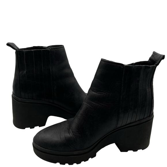 Eileen Fisher Womens 8 Kat Leather Platform Ankle Boots Booties Black 3" Heel - Picture 9 of 13